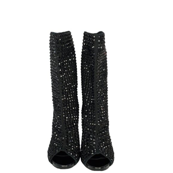 Philipp Plein Studded Spiked Peep Toe Mid Calf Stiletto Boots - Picture 2 of 5